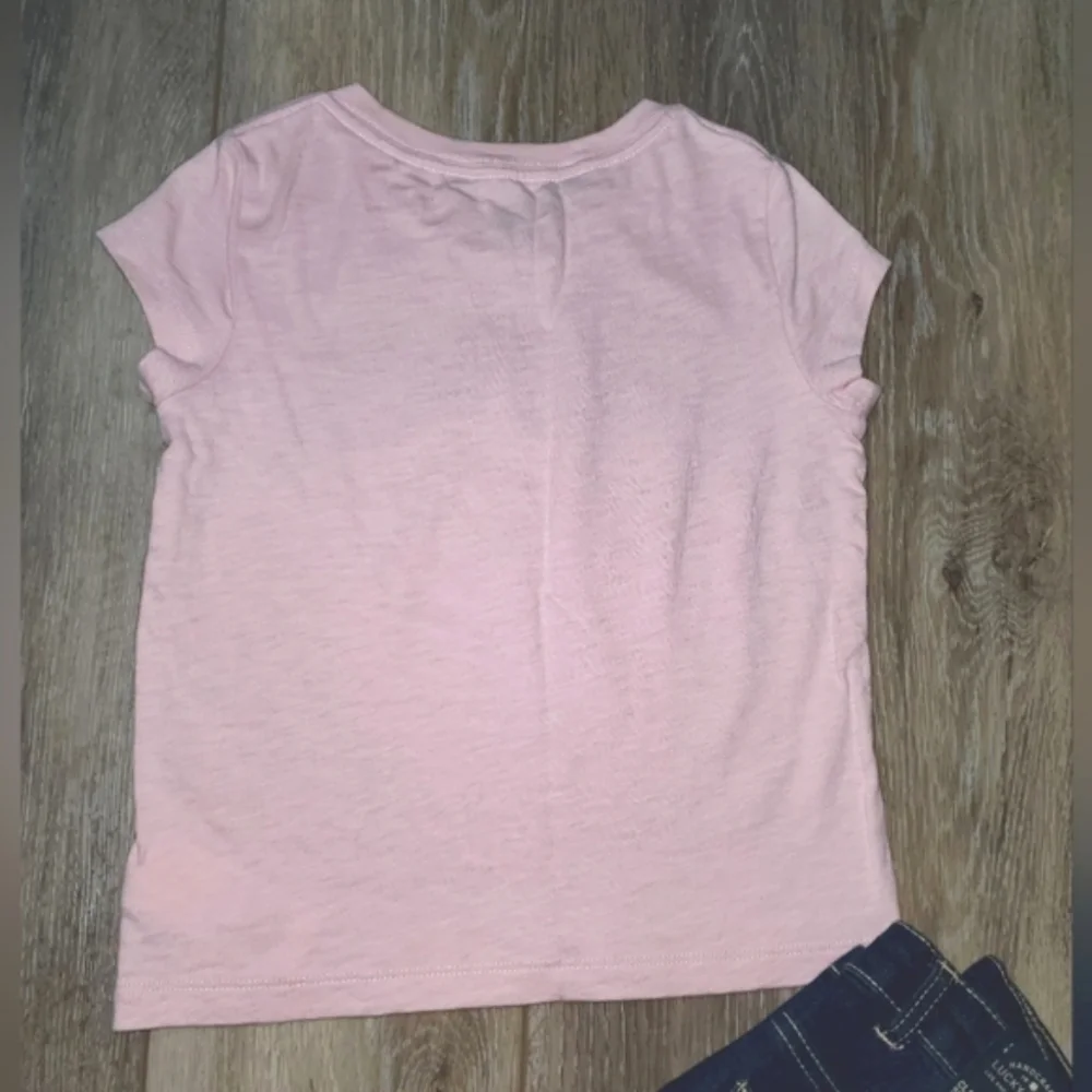 Girl's Ralph Lauren pink/navy short sleeve graphic tee Sz 4